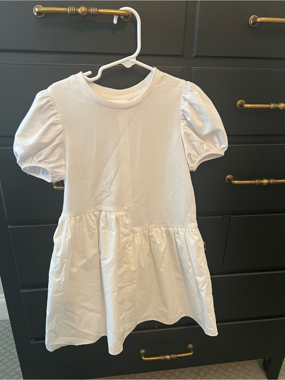NWOT English Factory Recess Classic White Puff-Sleeve Kids Dress